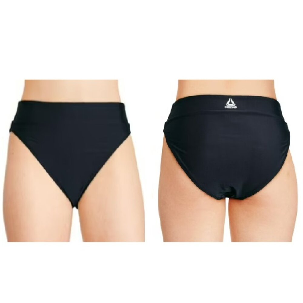 Reebok High Waist Bikini Bottom XL NWT Black UPF50 Sport Swimwear Womens